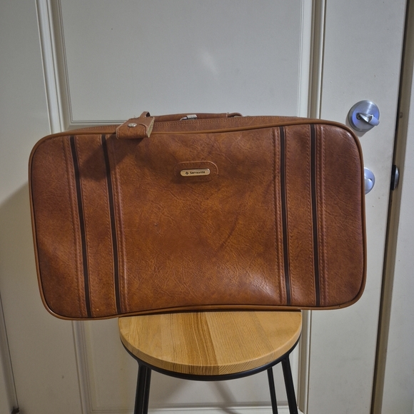 Vintage Samsonite Sonora Brown Leather Carry On - Picture 1 of 11